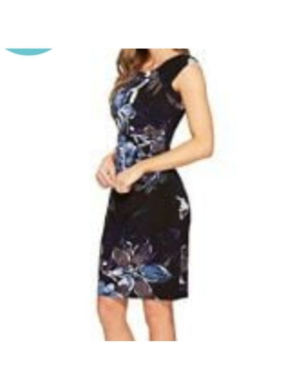 Ralph Lauren Asymmetrical Blue and White Ruched Cocktail Dress Sz 4 New With Tag